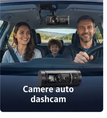 Cameră dashcam montată pe parbrizul unei mașini