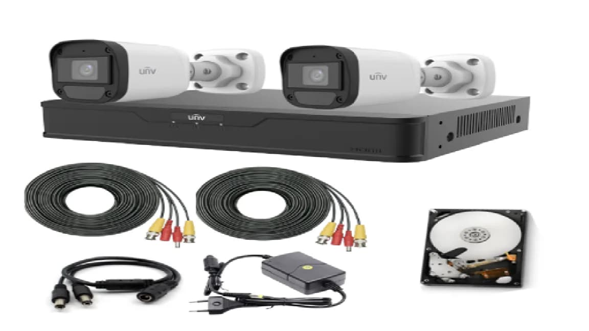 Sistem de supraveghere Uniview, 4 camere 2MP Microfon IR 20m, DVR Hibrid 4